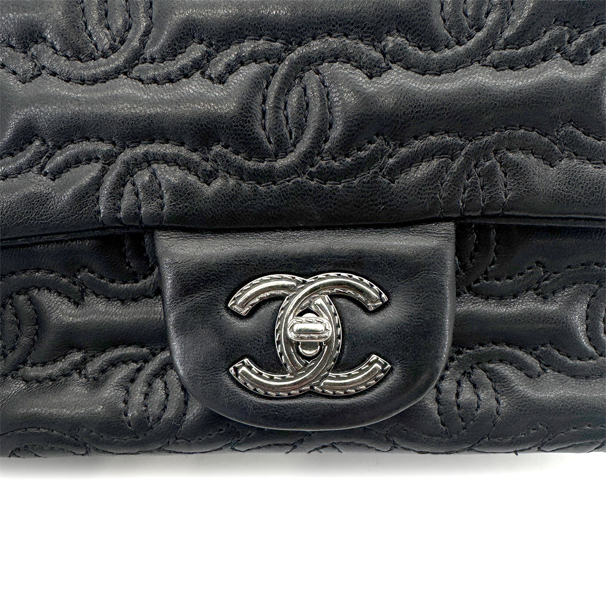 CHANEL MINI MATELASSE CHAIN SHOULDER BAG BLACK LAMB SKIN 90274429