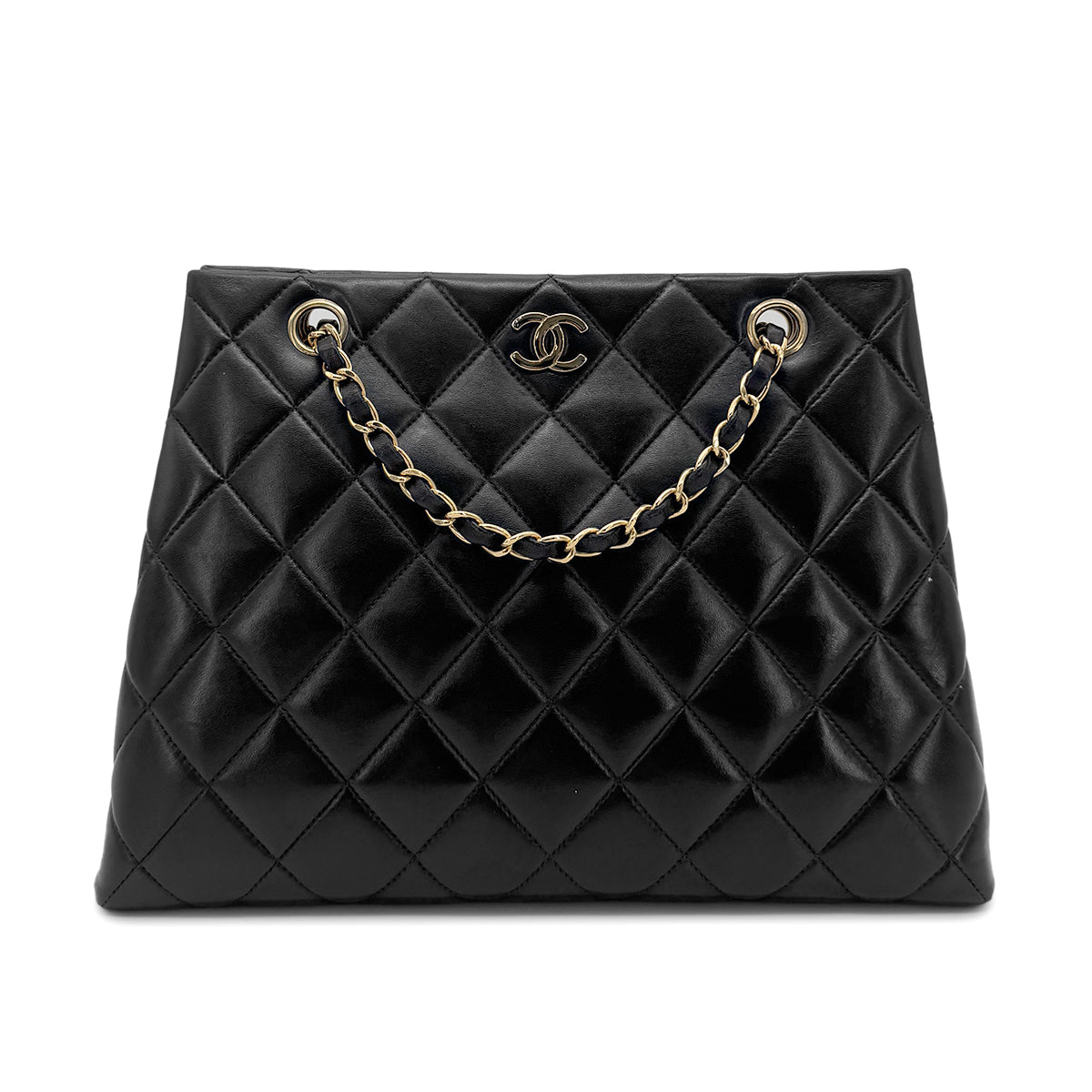 CHANEL VINTAGE MATELASSE CHAIN SHOULDER BAG BLACK LAMB SKIN 90274449