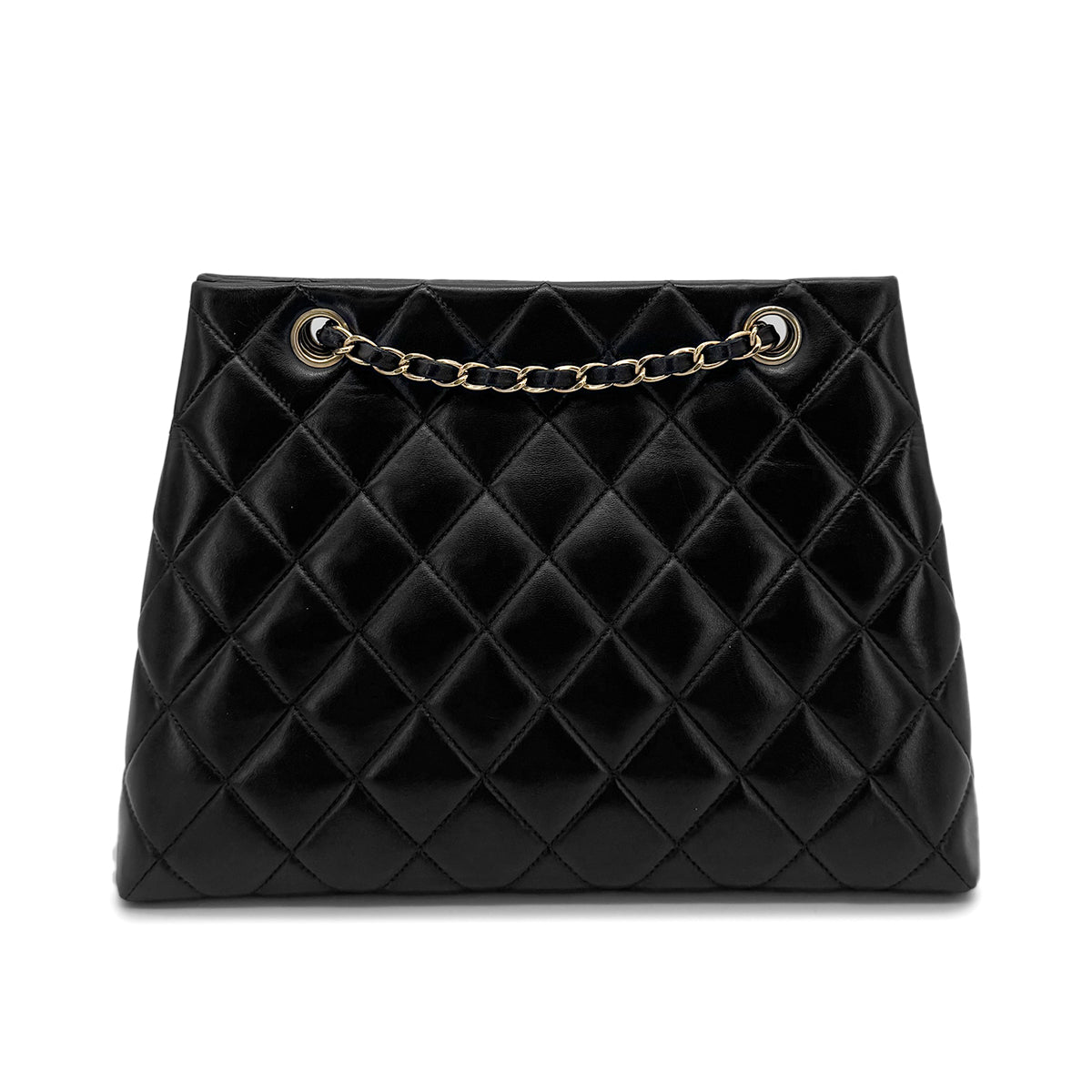CHANEL VINTAGE MATELASSE CHAIN SHOULDER BAG BLACK LAMB SKIN 90274449