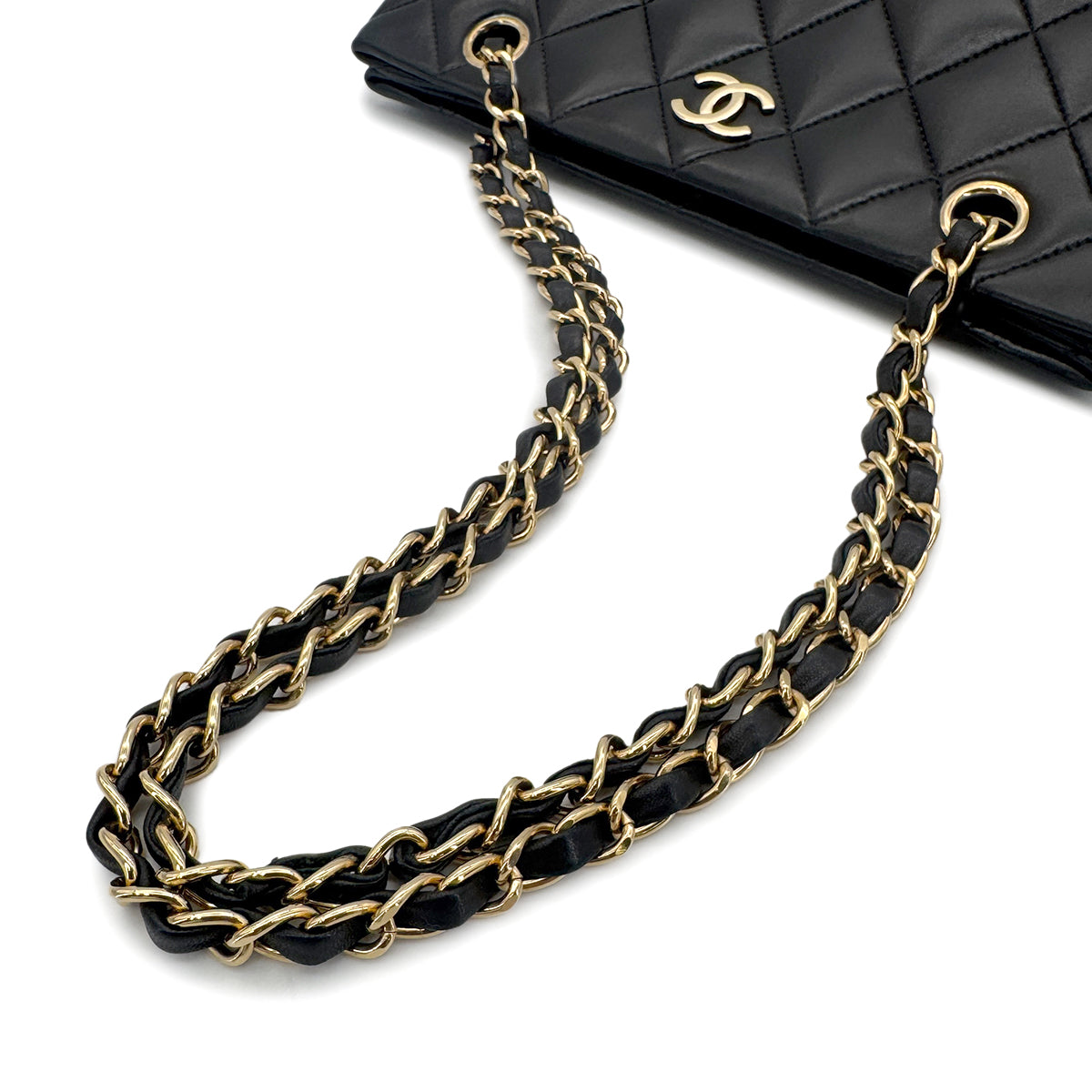 CHANEL VINTAGE MATELASSE CHAIN SHOULDER BAG BLACK LAMB SKIN 90274449