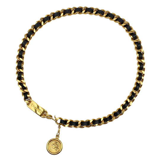 CHANEL VINTAGE CHAIN BELT LEATHER COCOMARK ACCESSORY 90274453