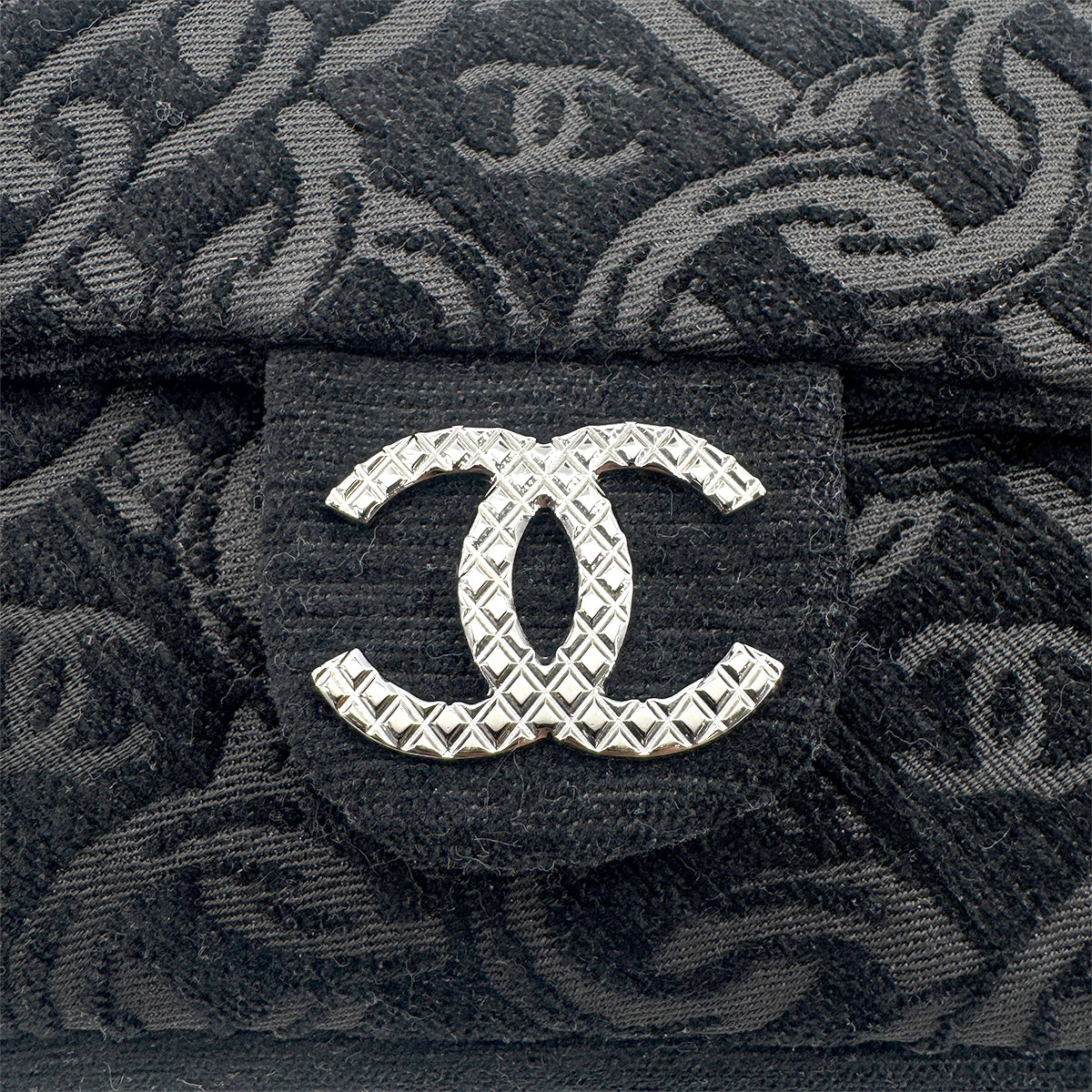 CHANEL COCOMARK CHAIN SHOULDER BAG BLACK JACQUARD 90274455