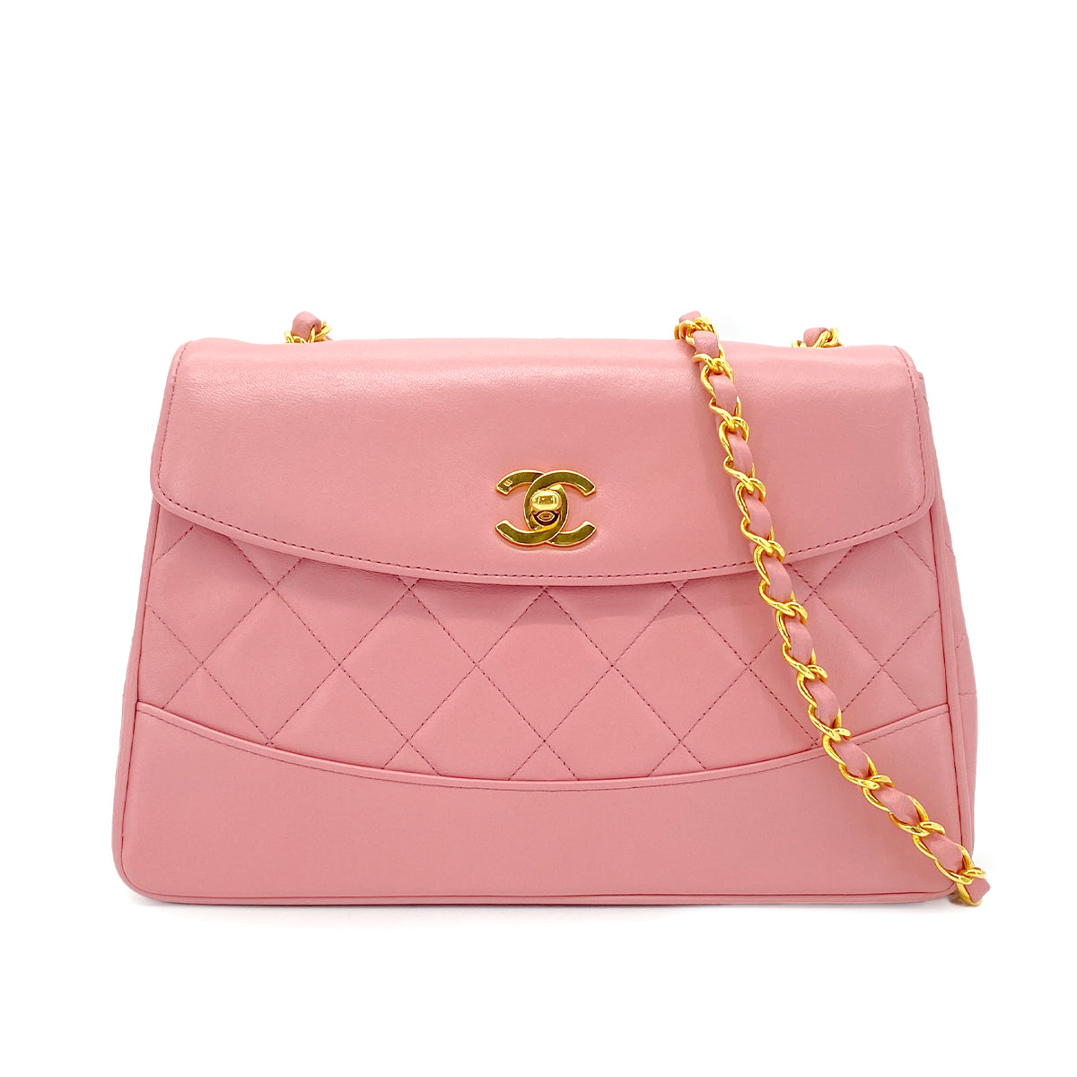 CHANEL VINTAGE MATELASSE BIJOU CHAIN SHOULDER BAG PINK LAMB SKIN 90274456