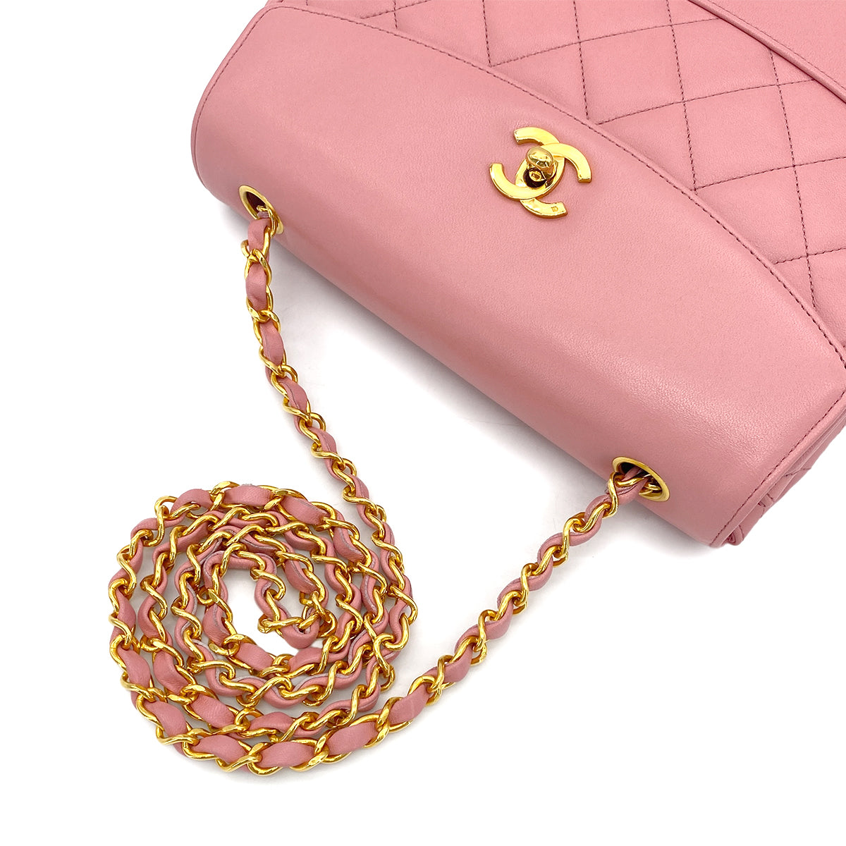 CHANEL VINTAGE MATELASSE BIJOU CHAIN SHOULDER BAG PINK LAMB SKIN 90274456