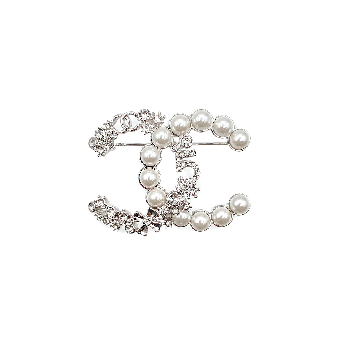 CHANEL COCOMARK BROOCH No5 FAUX PEARL RHINESTONE B23P 90274457
