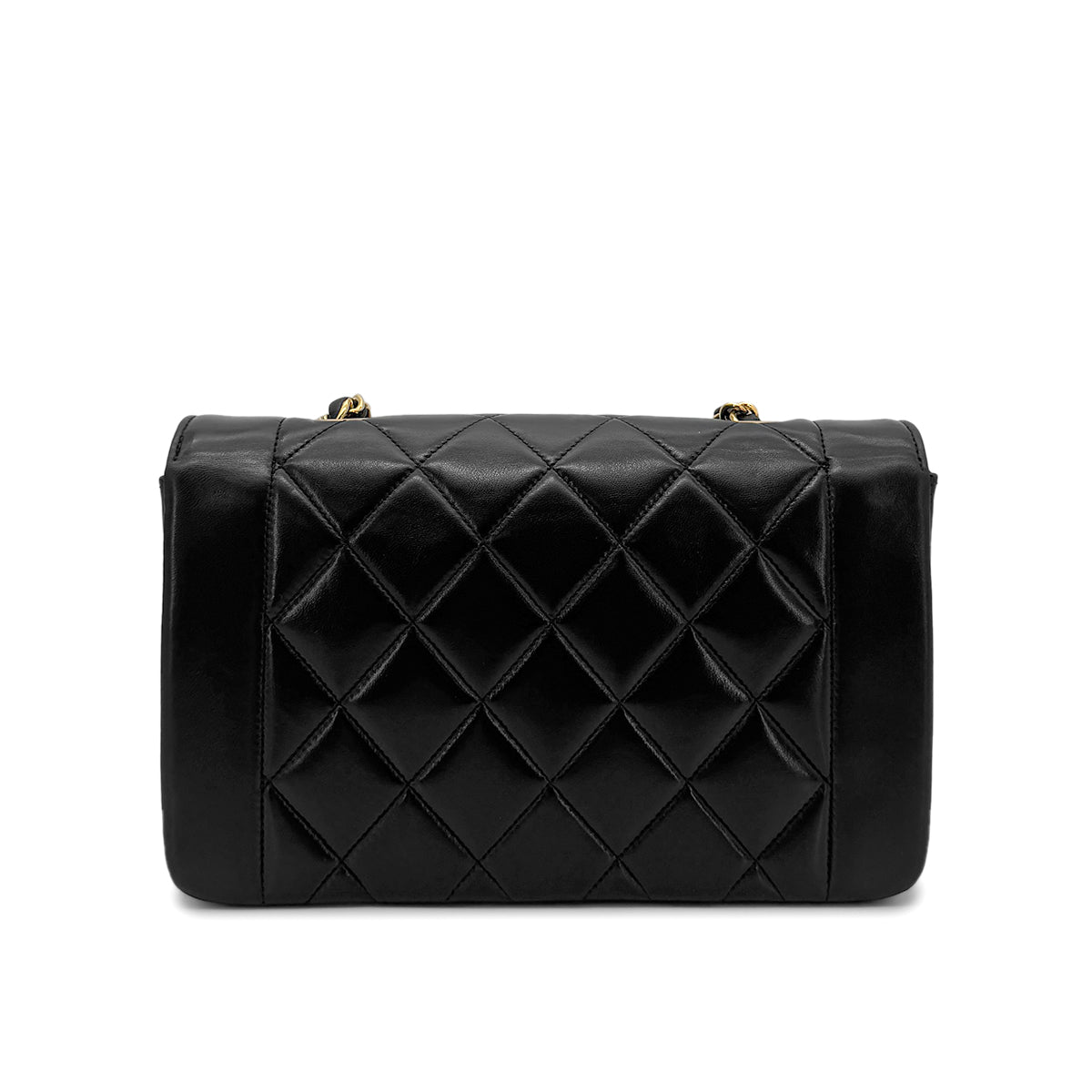 CHANEL VINTAGE DIANA SMALL CHAIN SHOULDER BAG BLACK LAMB SKIN 90274463