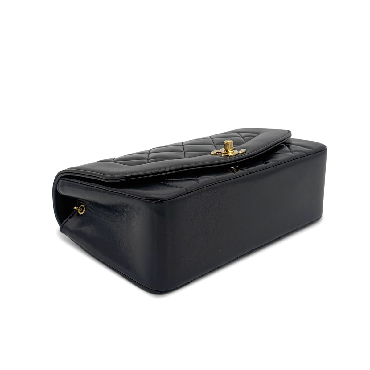 CHANEL VINTAGE DIANA SMALL CHAIN SHOULDER BAG BLACK LAMB SKIN 90274463