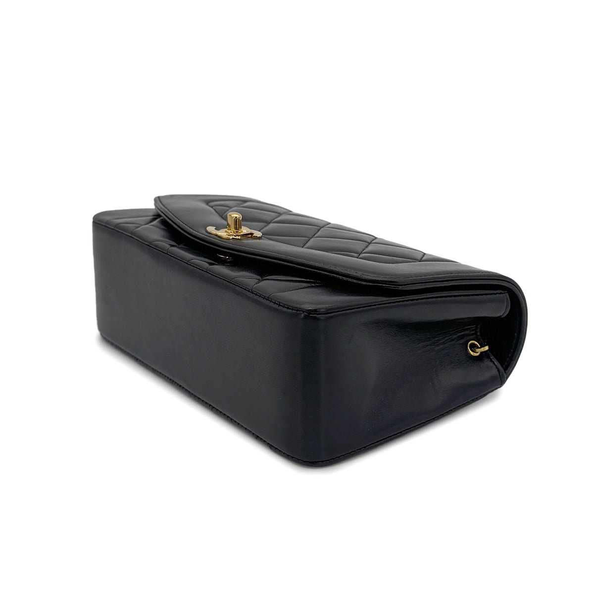 CHANEL VINTAGE DIANA SMALL CHAIN SHOULDER BAG BLACK LAMB SKIN 90274463