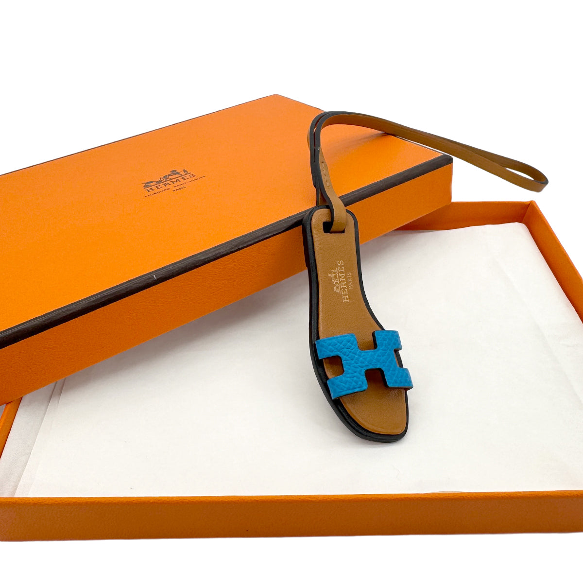 HERMES BAG CHARM ORAN NANO BLEU FRANCE NATUREL SABLE BLACK VEAU EPSOM VEAU BUTLER VACHE HUNTER 90274476