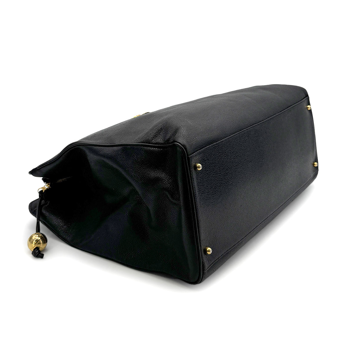 CHANEL VINTAGE SUPER MODEL CHAIN TOTE BAG BLACK CAVIAR SKIN 90274477