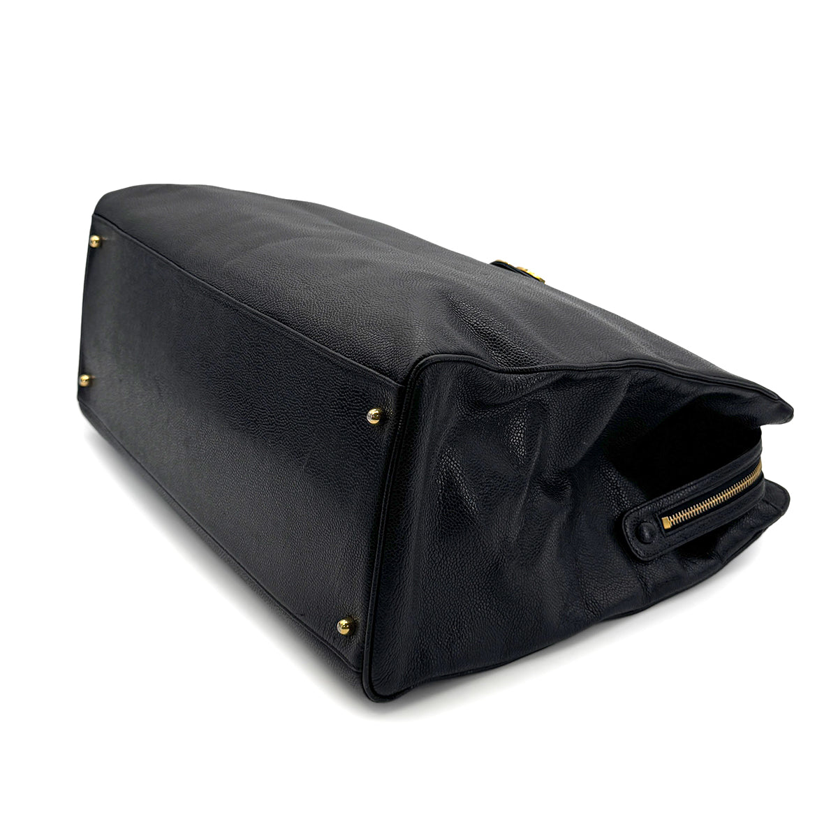 CHANEL VINTAGE SUPER MODEL CHAIN TOTE BAG BLACK CAVIAR SKIN 90274477