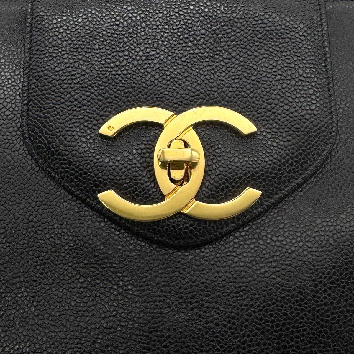 CHANEL VINTAGE SUPER MODEL CHAIN TOTE BAG BLACK CAVIAR SKIN 90274477