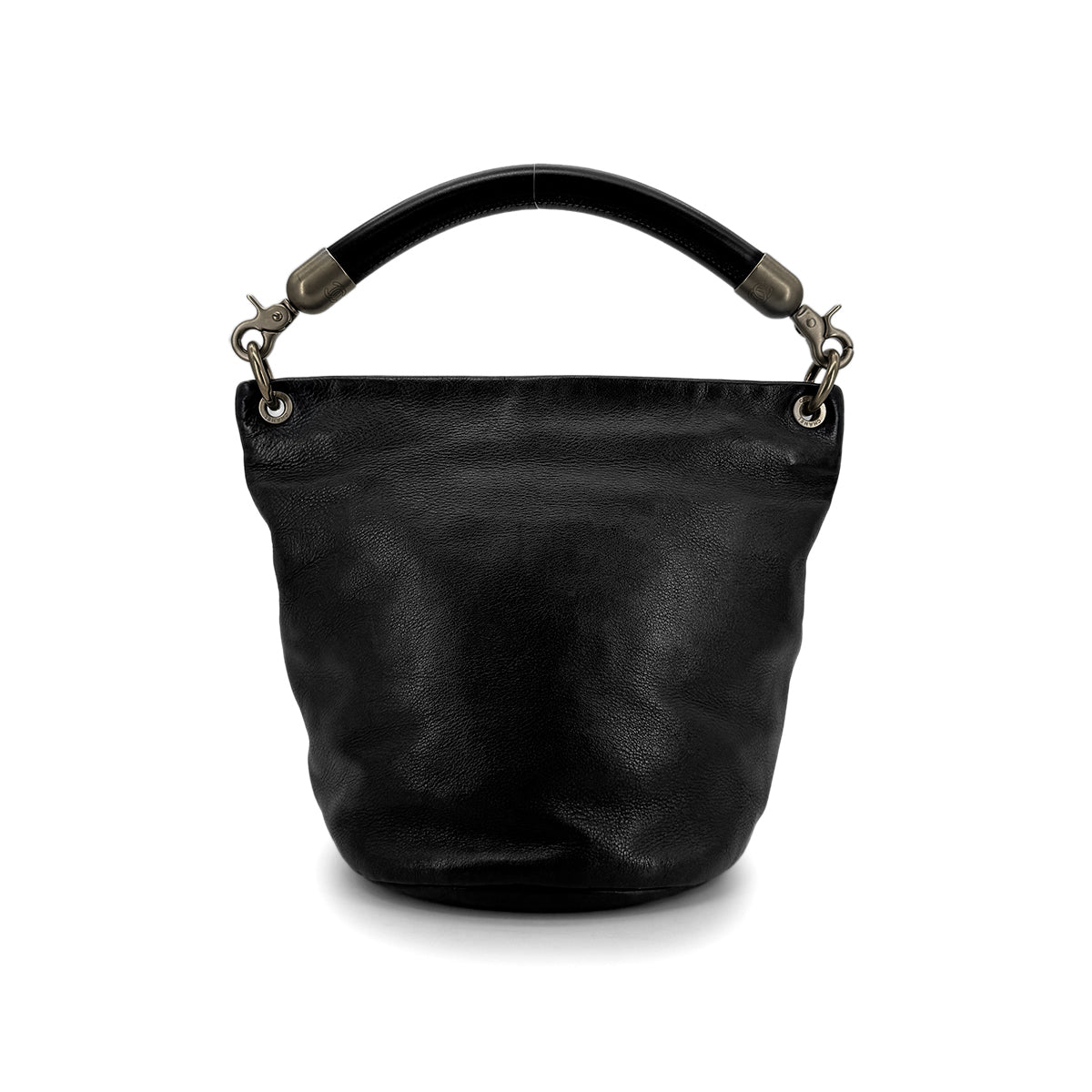 CHANEL VINTAGE COCOMARK BUKET ONE HAND BAG BLACK CALF LEATHER 90274478