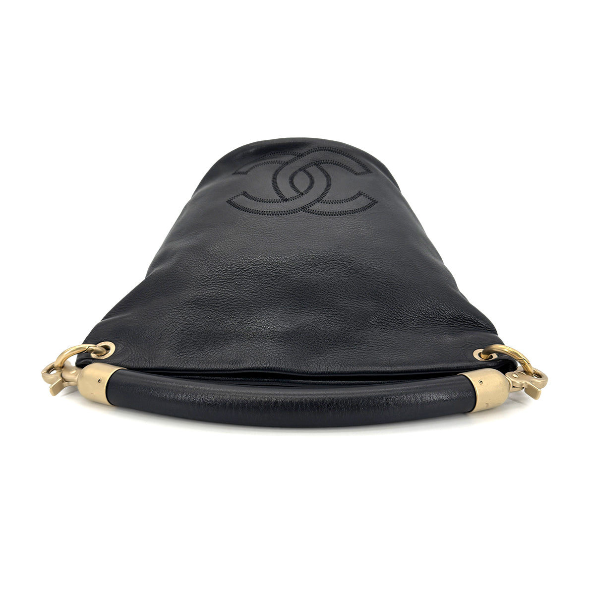 CHANEL VINTAGE COCOMARK BUKET ONE HAND BAG BLACK CALF LEATHER 90274478