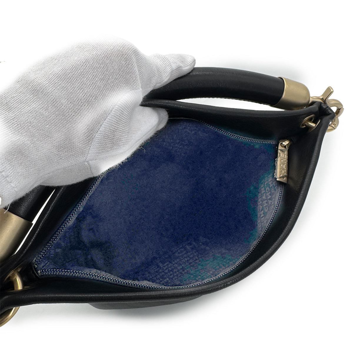 CHANEL VINTAGE COCOMARK BUKET ONE HAND BAG BLACK CALF LEATHER 90274478