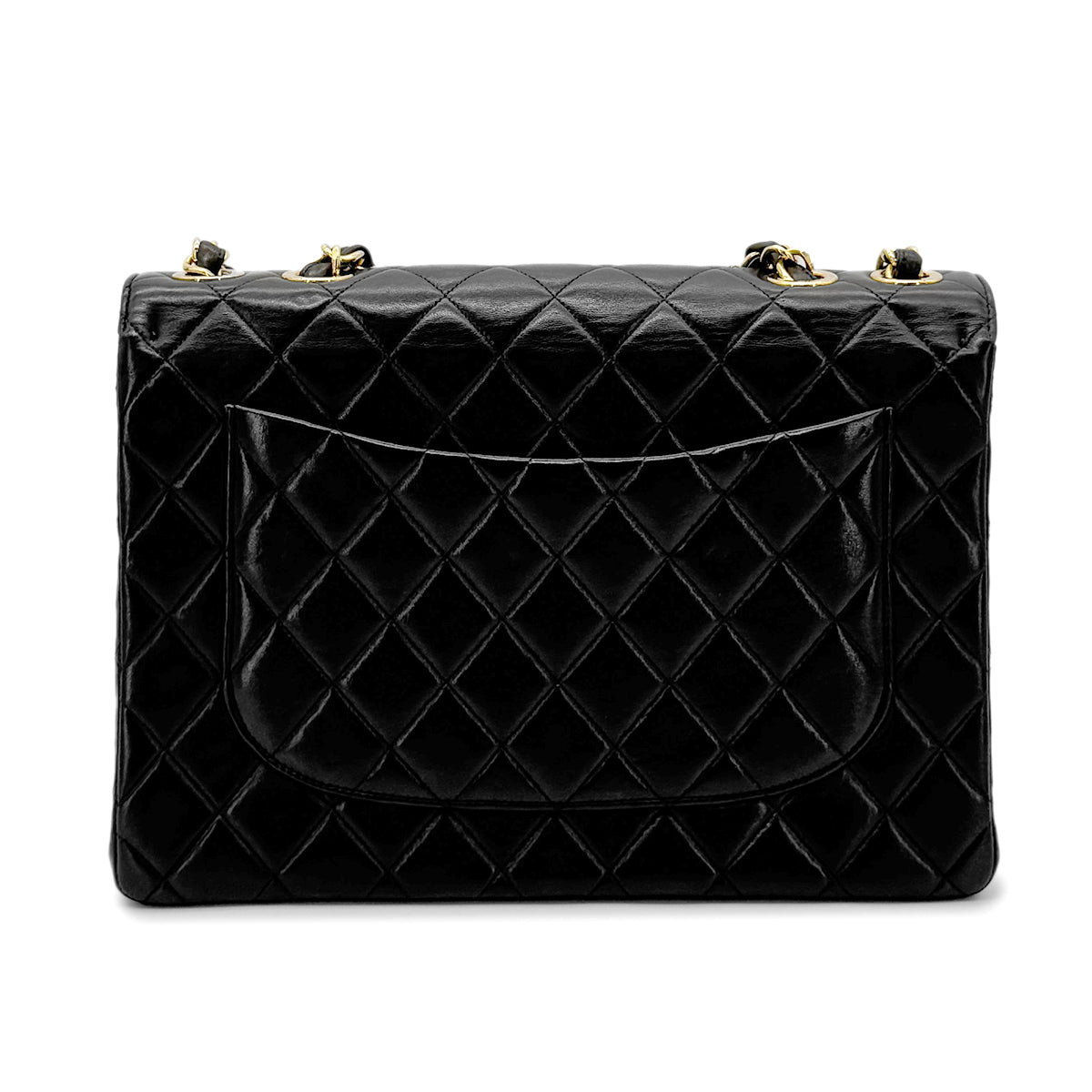 CHANEL VINTAGE JUMBO MATELASSE 30 CHAIN SHOULDER BAG BLACK LAMB SKIN 90274834