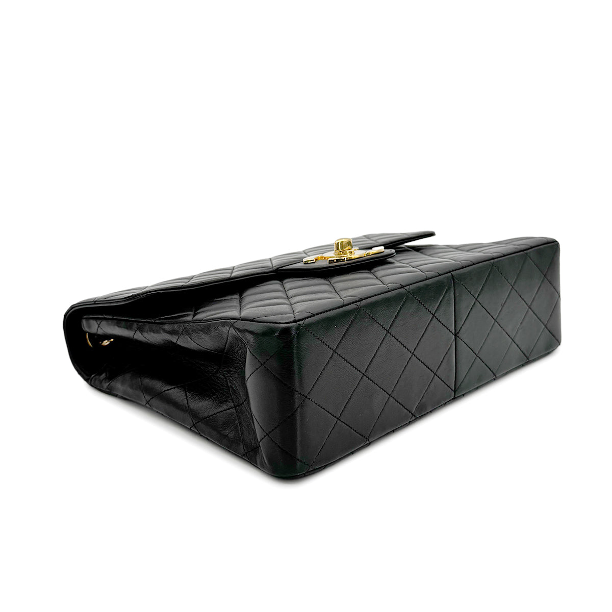 CHANEL VINTAGE JUMBO MATELASSE 30 CHAIN SHOULDER BAG BLACK LAMB SKIN 90274834