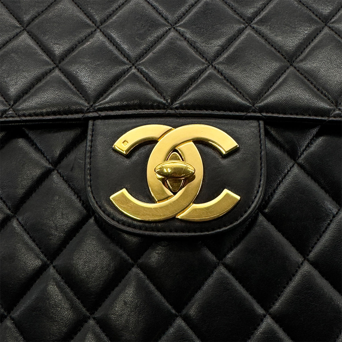CHANEL VINTAGE JUMBO MATELASSE 30 CHAIN SHOULDER BAG BLACK LAMB SKIN 90274834