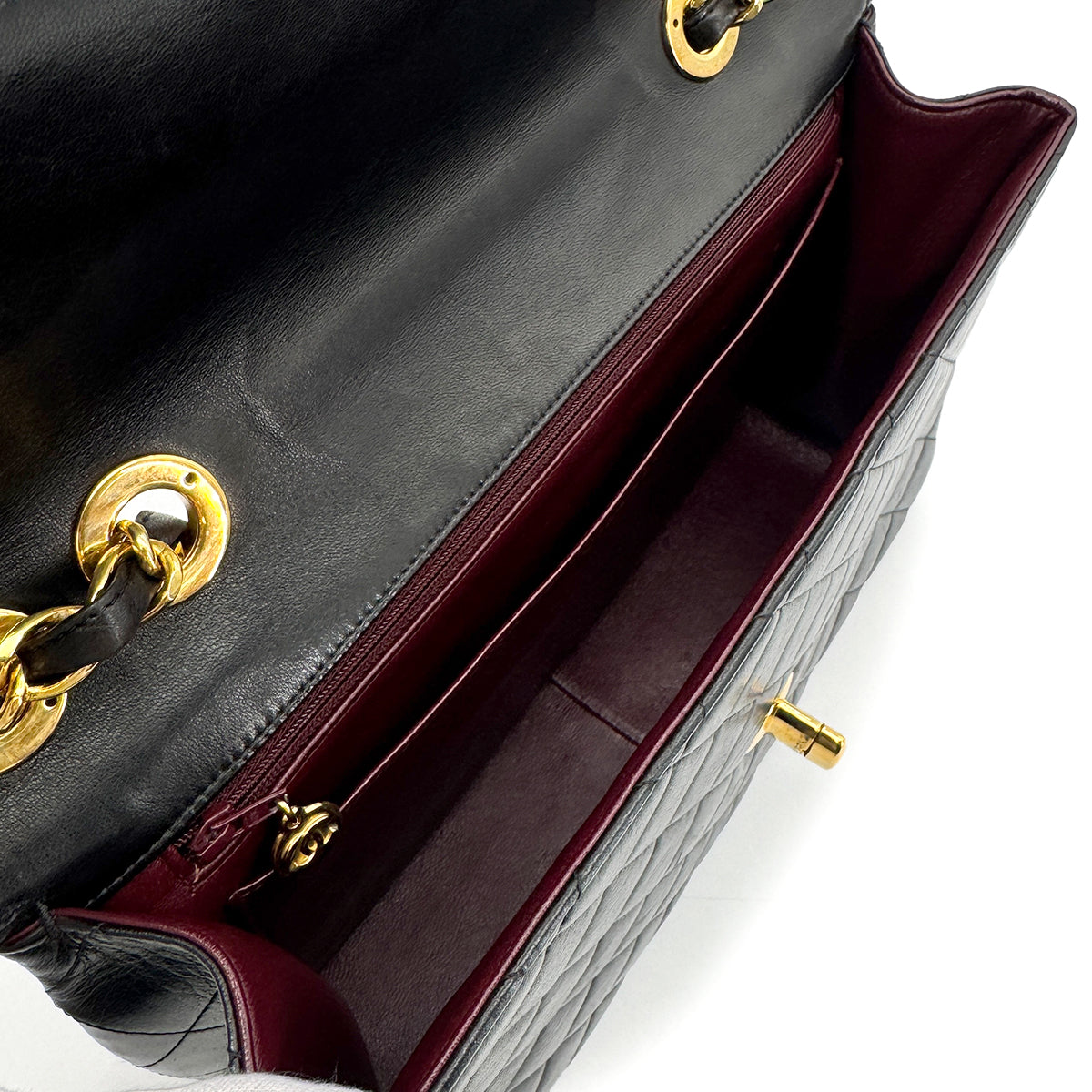 CHANEL VINTAGE JUMBO MATELASSE 30 CHAIN SHOULDER BAG BLACK LAMB SKIN 90274834