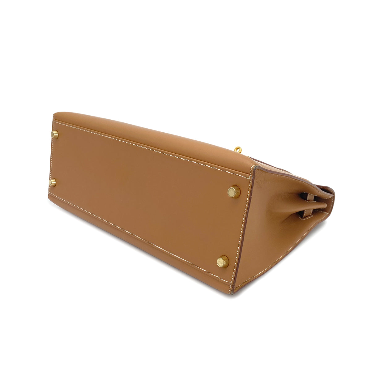 HERMES KELLY 32 SELLIER NATUREL VEAU CHAMONIX HAND BAG □B GHW 90274835