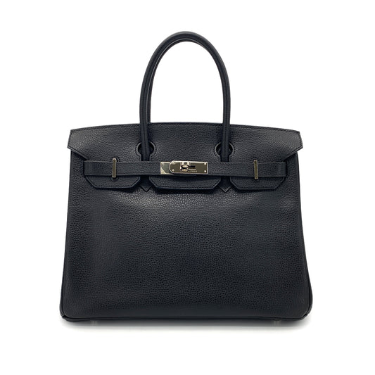 HERMES BIRKIN 30 BLACK VACHE LIEGEE HAND BAG □J SHW 90274836