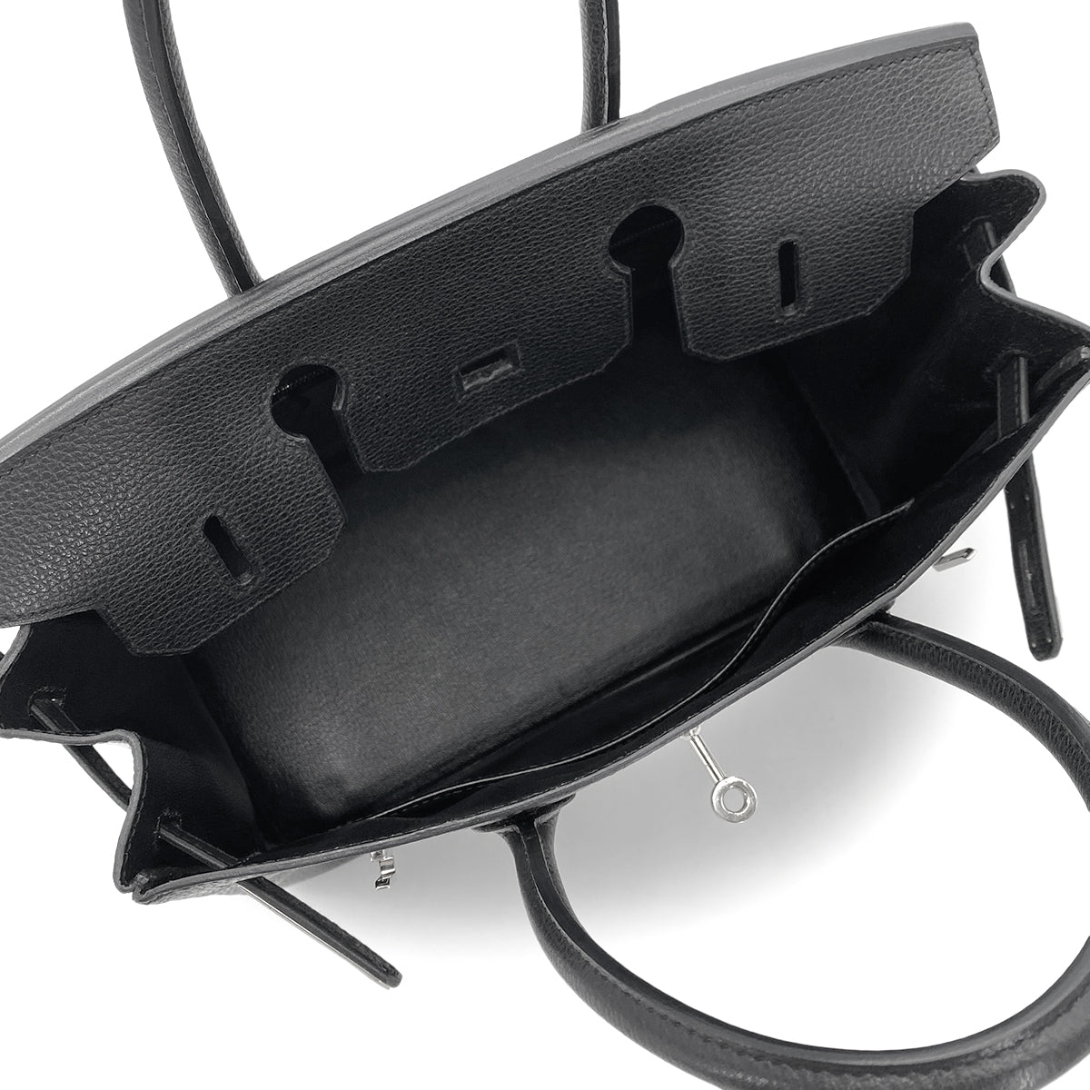 HERMES BIRKIN 30 BLACK VACHE LIEGEE HAND BAG □J SHW 90274836