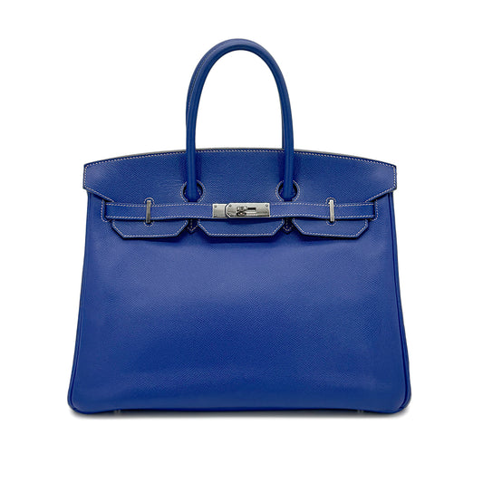 HERMES CANDY BIRKIN 35 BLUE ELECTRIC MYKONOS VEAU EPSOM HAND BAG □O SHW 90274839