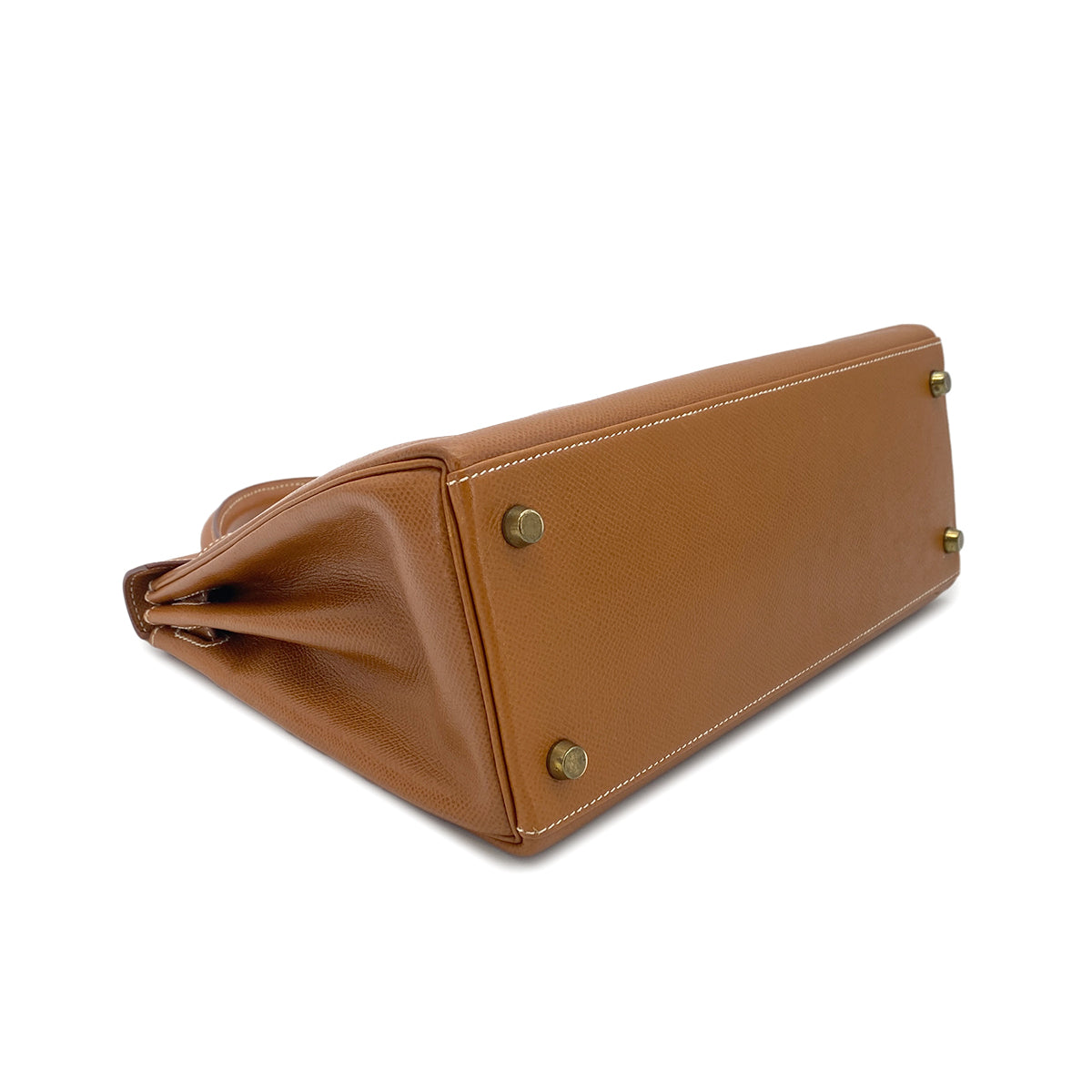 HERMES KELLY 28 RETOURNE GOLD COUCHEVEL HAND SHOULDER BAG 〇U 90274842