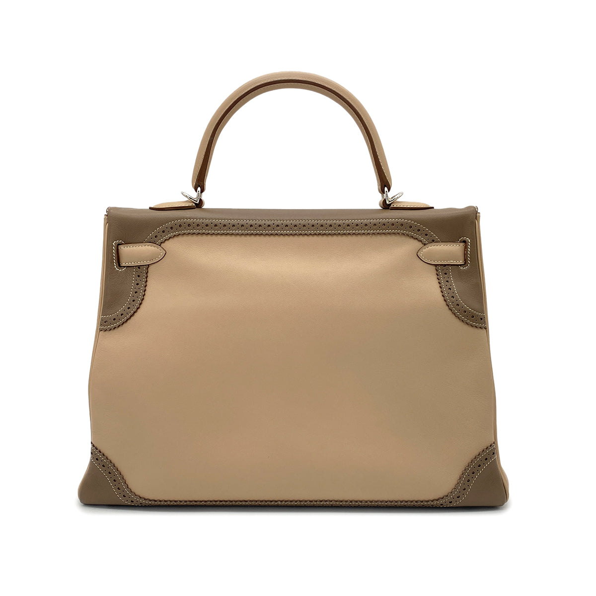 HERMES KELLY 35 GHILLIES RETOURNE ARGILE ETOUPE SWIFT HAND BAG □P SHW 90274844