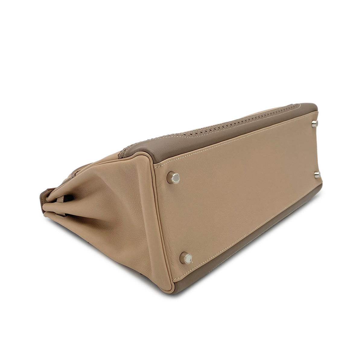 HERMES KELLY 35 GHILLIES RETOURNE ARGILE ETOUPE SWIFT HAND BAG □P SHW 90274844