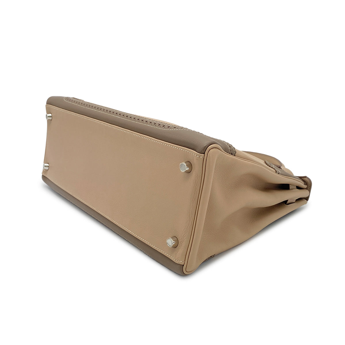 HERMES KELLY 35 GHILLIES RETOURNE ARGILE ETOUPE SWIFT HAND BAG □P SHW 90274844