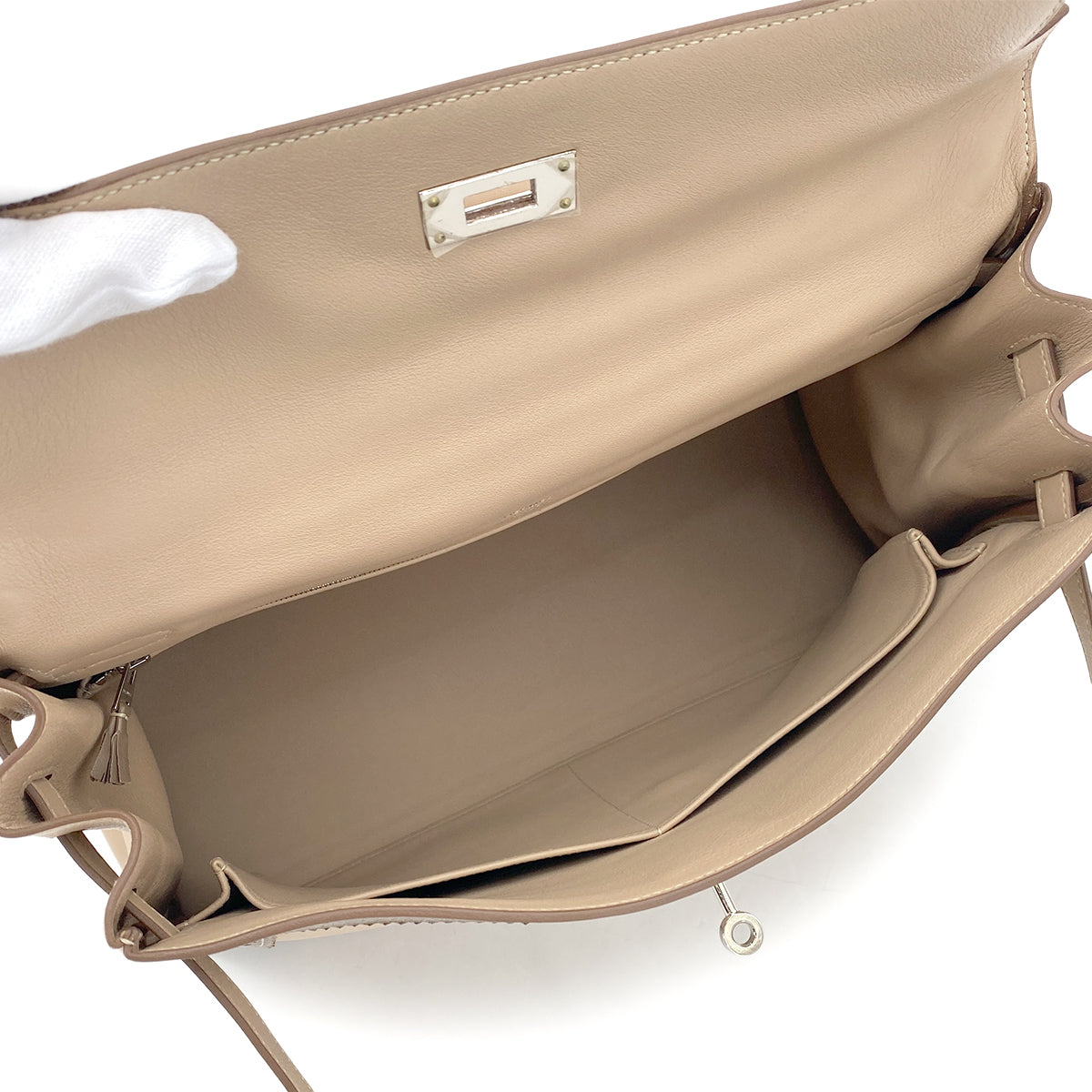 HERMES KELLY 35 GHILLIES RETOURNE ARGILE ETOUPE SWIFT HAND BAG □P SHW 90274844