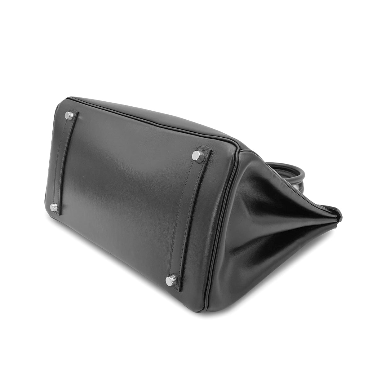 HERMES BIRKIN 35 BLACK BOX CALF HAND BAG □F SHW 90274848