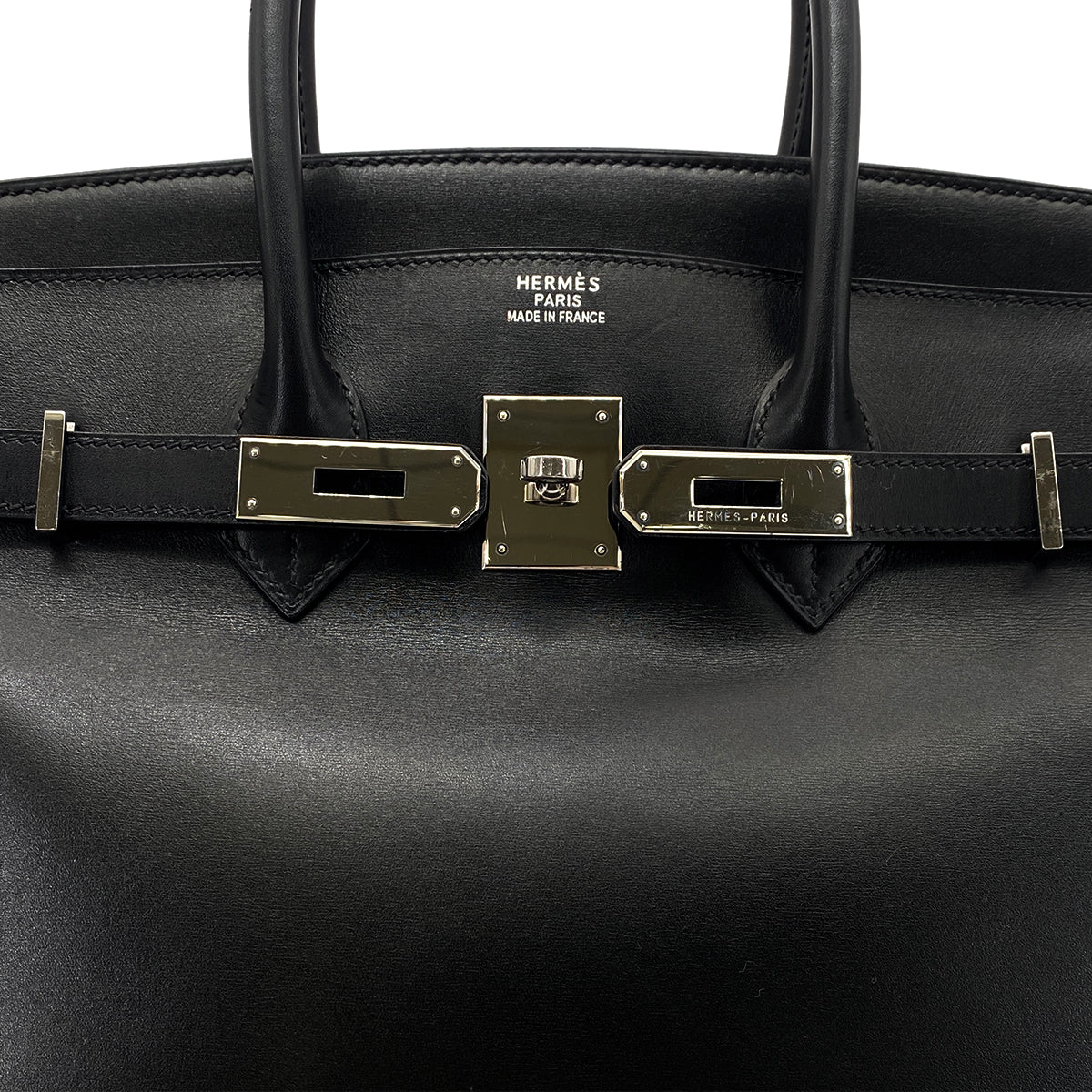 HERMES BIRKIN 35 BLACK BOX CALF HAND BAG □F SHW 90274848