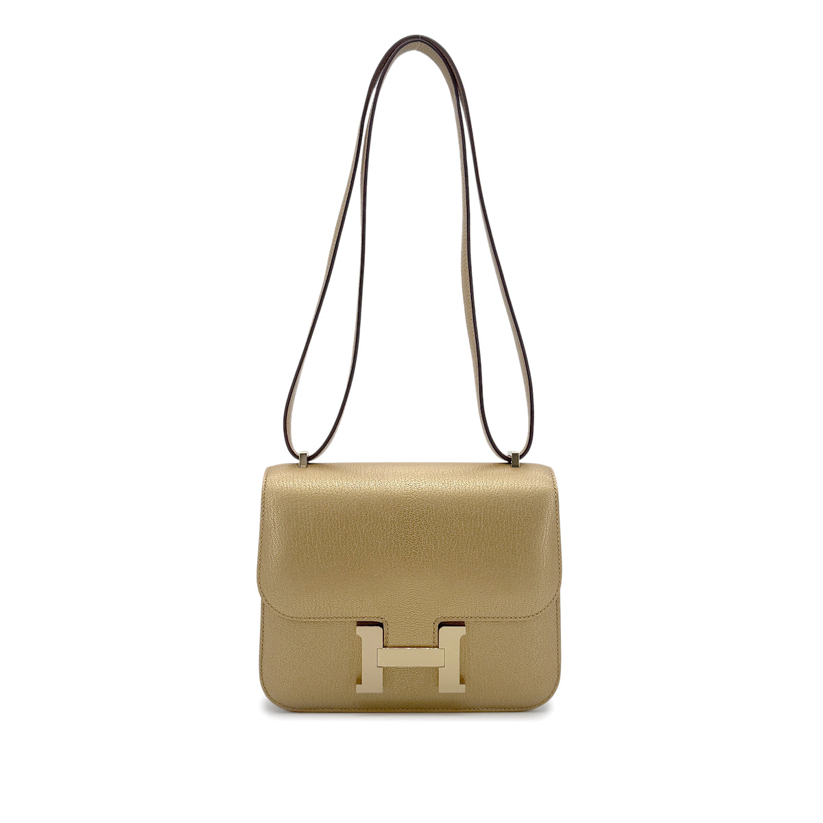 HERMES MINI CONSTANCE 18 DORE CHEVRE CHAMKILA SHOULDER BAG W GHW  90274849