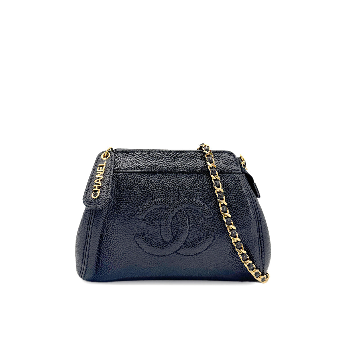 CHANEL VINTAGE COCOMARK MINI CHAIN SHOLDER BAG BLACK CAVIR SKIN 90274850