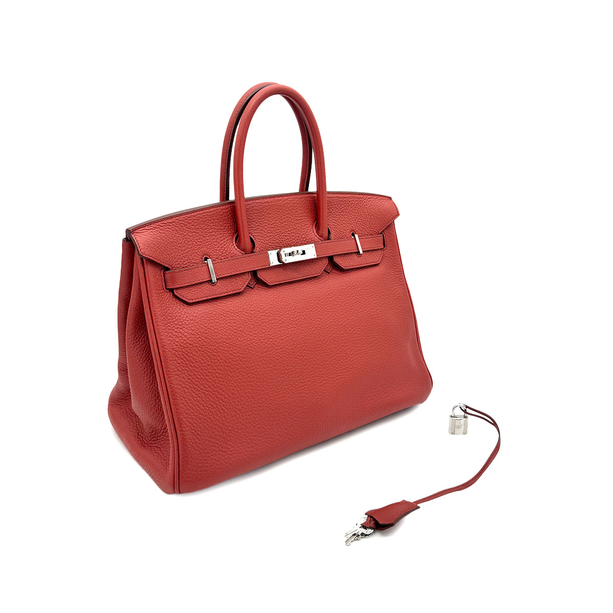 HERMES BIRKIN 35 RED TAURILLON CLEMENCE HAND BAG □N SHW 90274851