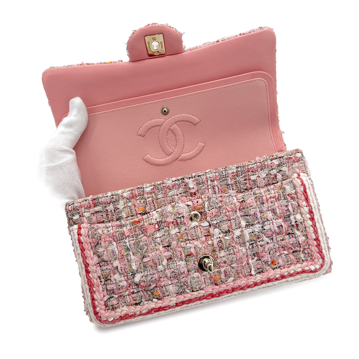 CHANEL MATELASSE CHAIN SHOULDER BAG PINK TWEED 90274852