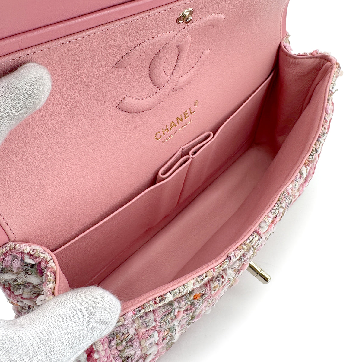 CHANEL MATELASSE CHAIN SHOULDER BAG PINK TWEED 90274852