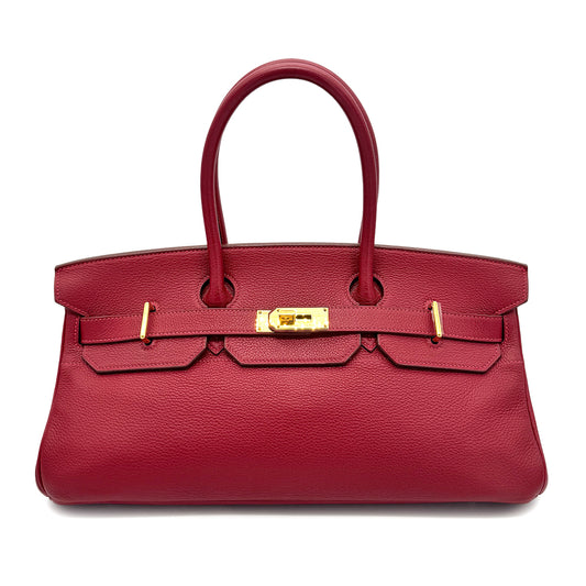 HERMES SHOULDER BIRKIN 42 ROUGE VIF TAURILLON CLEMENCE HAND BAG □J GHW 90274856