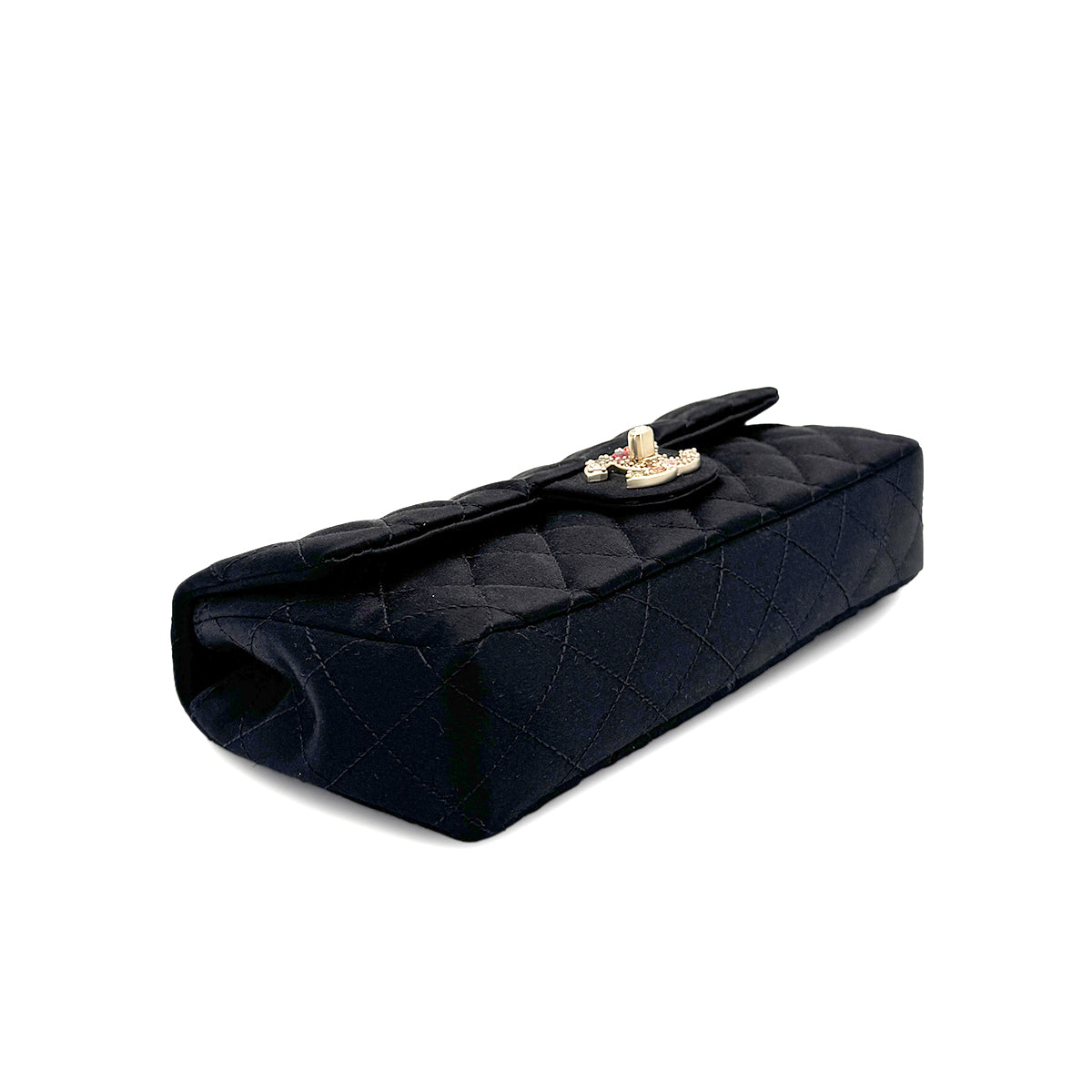 CHANEL MATELASSE BIJOU CHAIN SHOULDER BAG BLACK SATIN 90274860