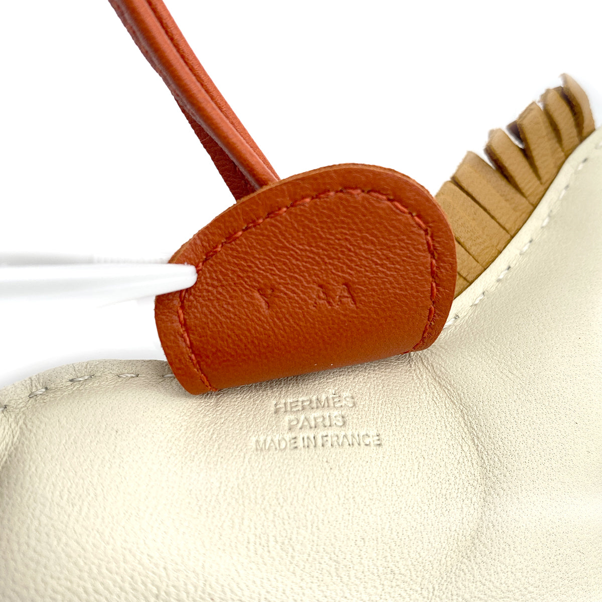 HERMES BAG CHARM RODEO MM CRAIE SESAME CORNALINE AGNEAU MILO Y 90274868