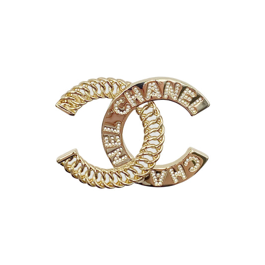 CHANEL COCOMARK BROOCH LOGO RHINESTONE CHAIN ACCESSORY I24P 90274872