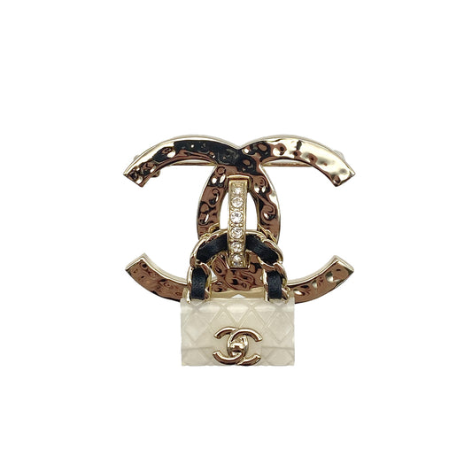 CHANEL COCOMARK BROOCH BAG MOTIF RHINESTONE WHITE ACCESSORY B23C 90274873