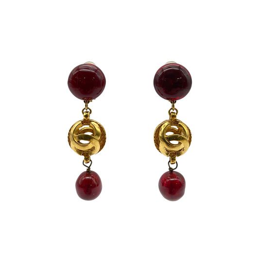 CHANEL VINTAGE EARRINGS COCOMARK COLOR STONE SWING ACCESSORY 90274876