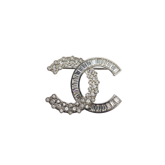 CHANEL COCOMARK BROOCH RHINESTONE SILVER ACCESSORY B18P 90274879