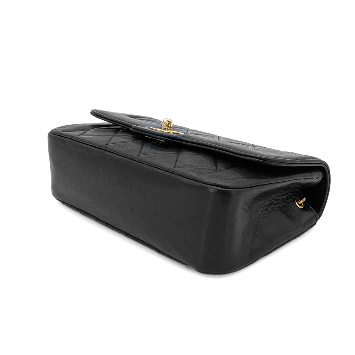 CHANEL VINTAGE MINI MATELASSE BIJOU CHAIN SHOULDER BAG BLACK LAMB SKIN 90275015