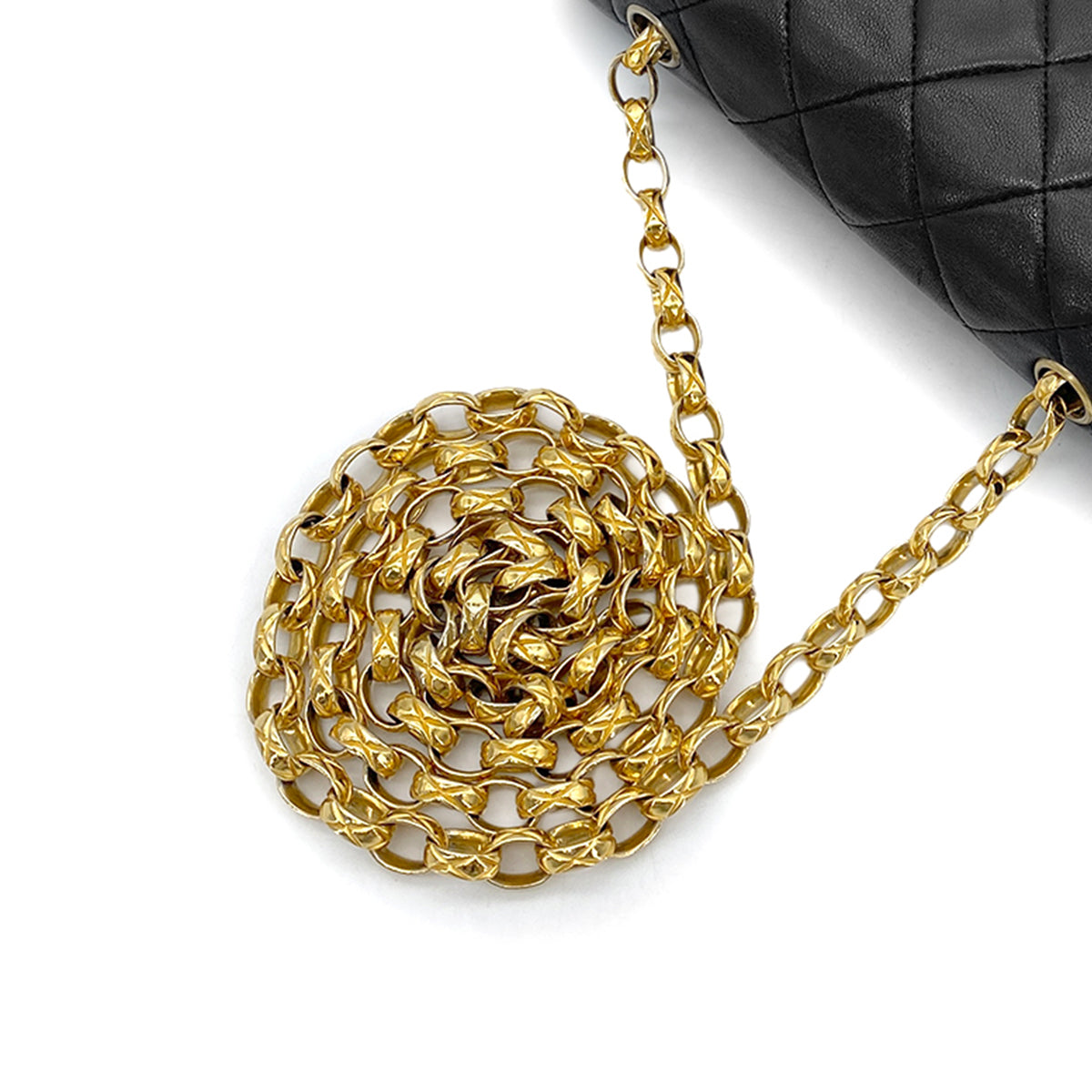 CHANEL VINTAGE MINI MATELASSE BIJOU CHAIN SHOULDER BAG BLACK LAMB SKIN 90275015