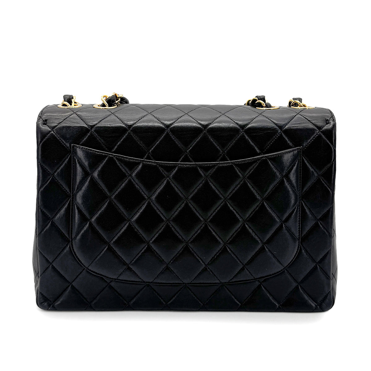 CHANEL VINTAGE JUMBO MATELASSE 30 CHAIN SHOULDER BAG BLACK LAMB SKIN 90275016