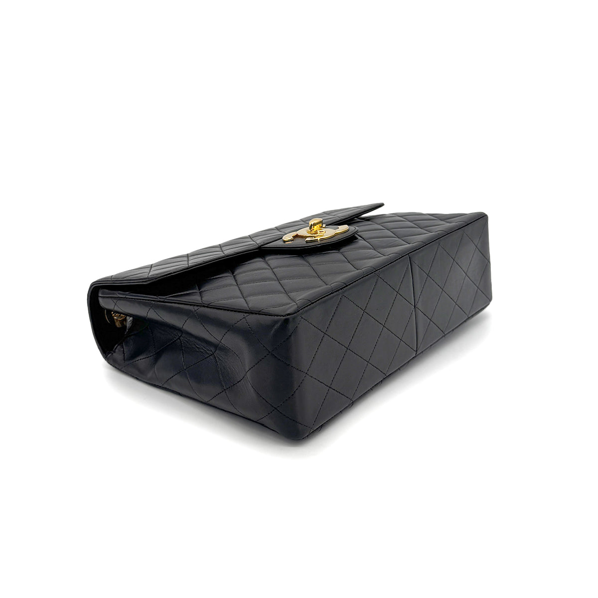 CHANEL VINTAGE JUMBO MATELASSE 30 CHAIN SHOULDER BAG BLACK LAMB SKIN 90275016